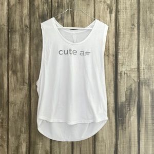 Fabletics cute af XL workout tank white with large arm openings